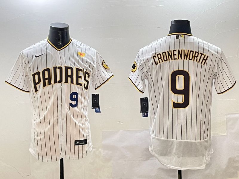 Men San Diego Padres #9 Cronenworth White Stripe Elite 2025 Nike MLB Jersey style 8->san diego padres->MLB Jersey
